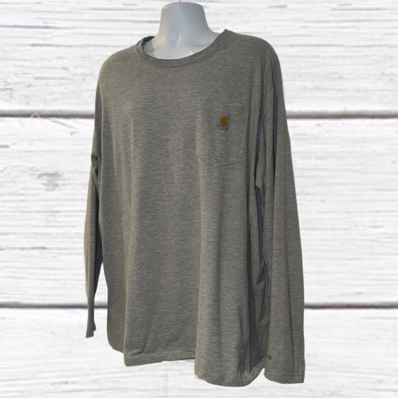 Carhartt Force Relaxed Fit Long Sleeve T-Shirt 2XL Gray Pocket Tee - Picture 1 of 10